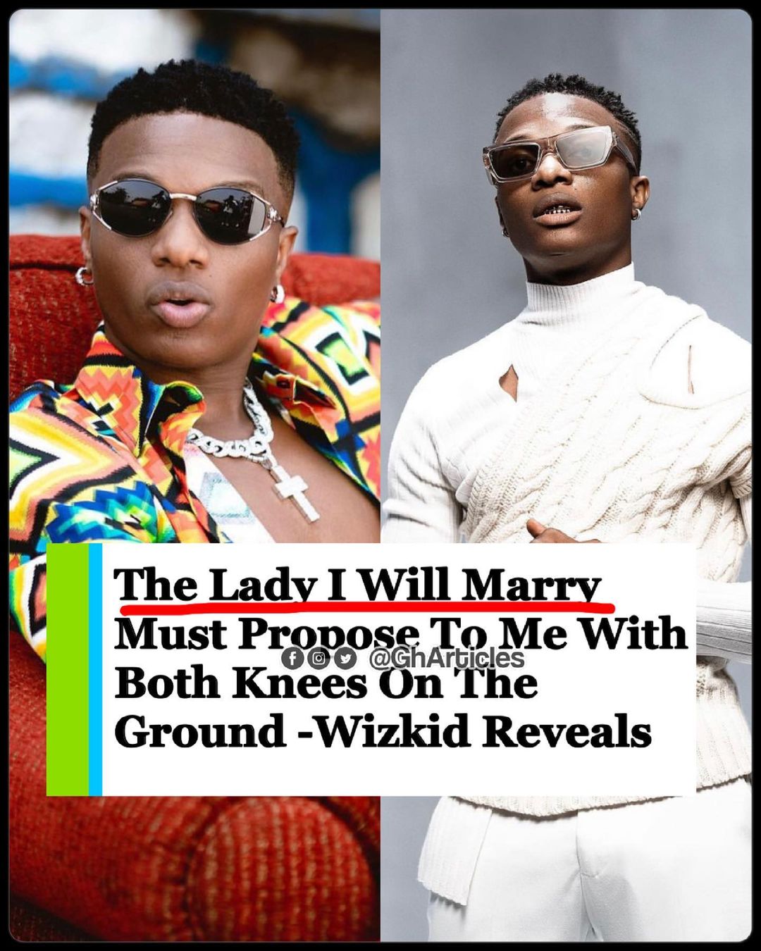 SHOCKING!!! "The Girl I'll Marry Must Buy A Ring And Propose On Both Kness" - Wizkid Reveals