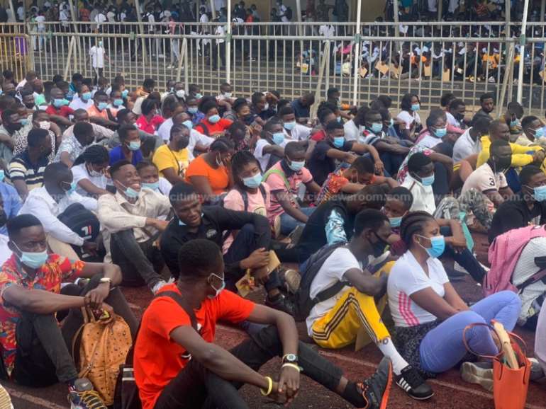 Thousands Ghanaian Youth Storm El-Wak Stadium For Medical Screening Ahead of Army Recruitment [Photos]