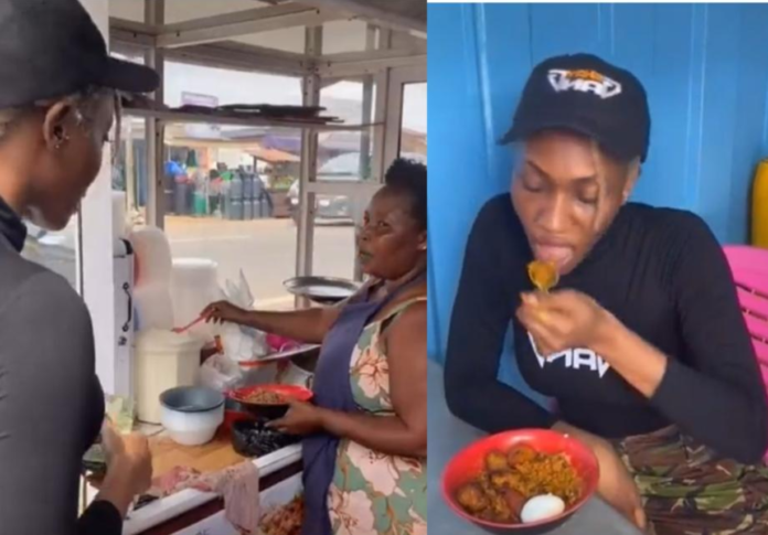 Reactions As Wendy Shay Spotted In New Video Enjoying Road-side ‘Gobe’