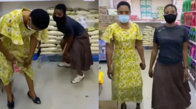 Two Female Students Caught On CCTV Camera Stealing Provisions In A Shop [Video]