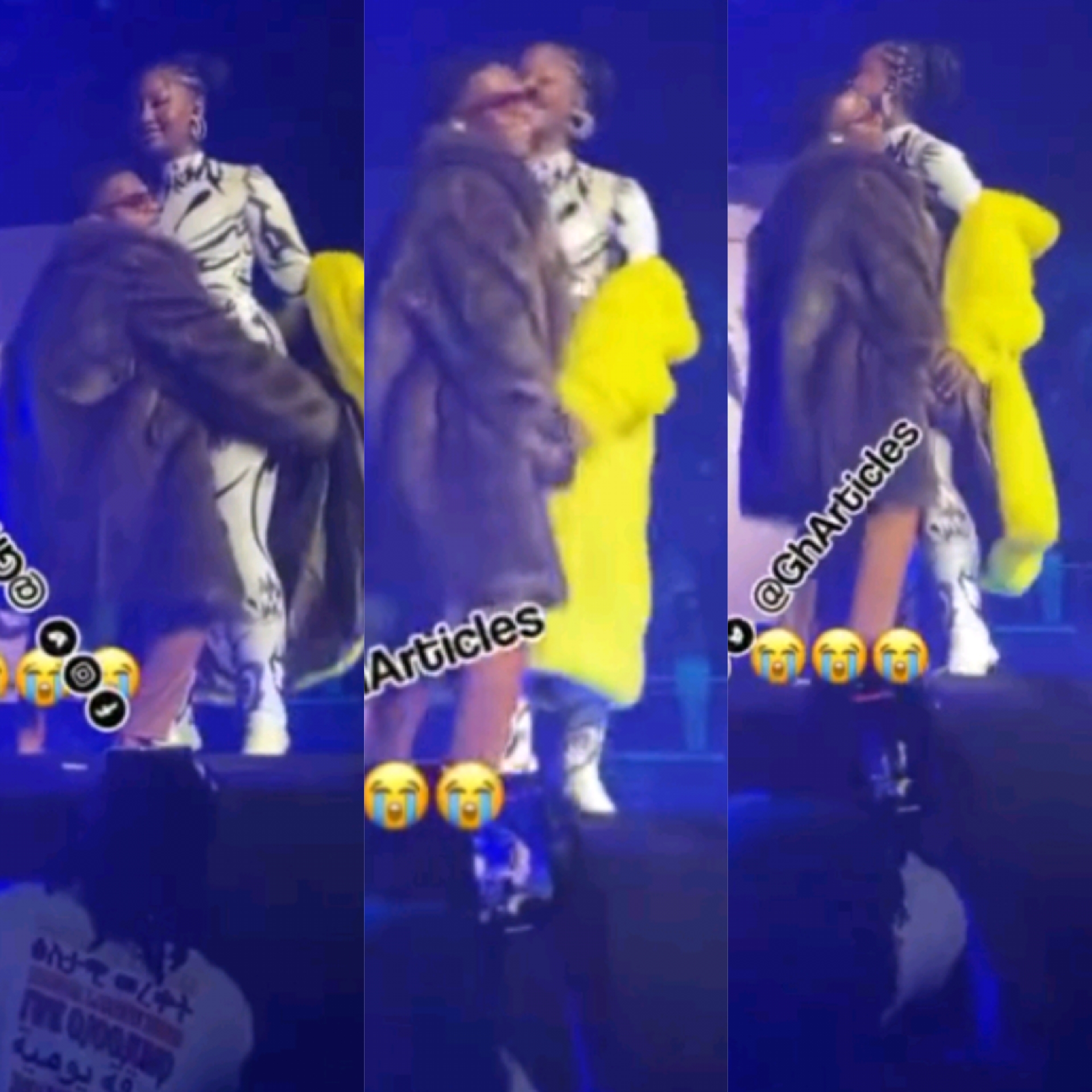 Watch Hilarious Failed Attempt When 'Giant' Wizkid Tried To Carry Tems On Stage