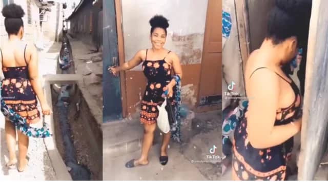 Social Media Users Praise Fresh Ghanaian Girl Dating A Ghetto Guy Living In A Dirty Area [Video]