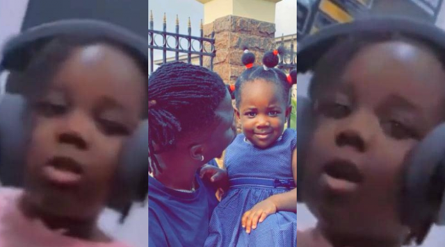Stonebwoy’s Daughter Hits The Studio To Record Her First Song; Fans Wowed