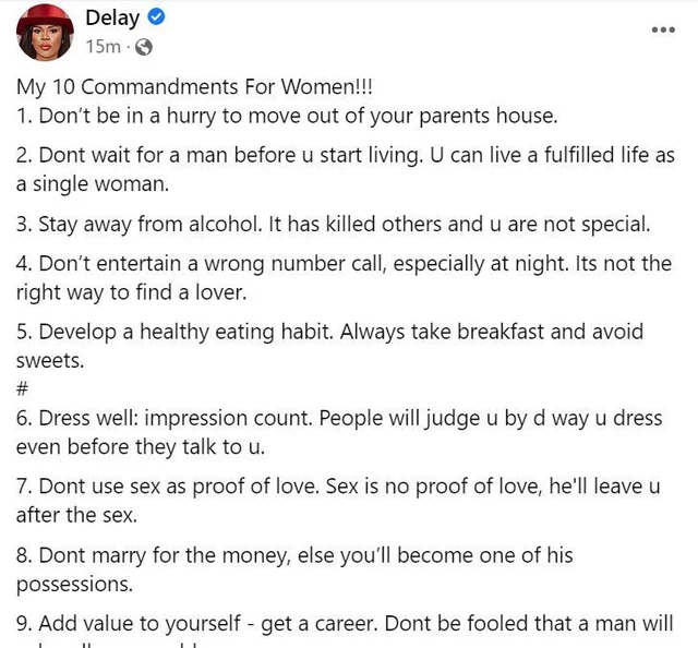 Delay Drops 10 Commandments For Women