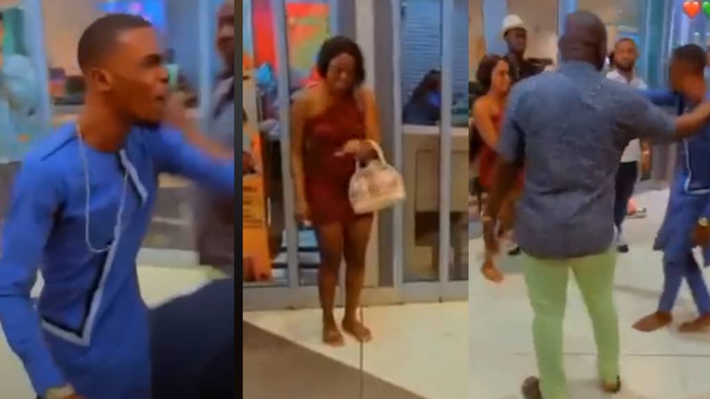 Man Suffers Val’s Day Heart Break As He Catches Girlfriend With Another Guy At Mall; Gives Her Hot Slap (Watch)