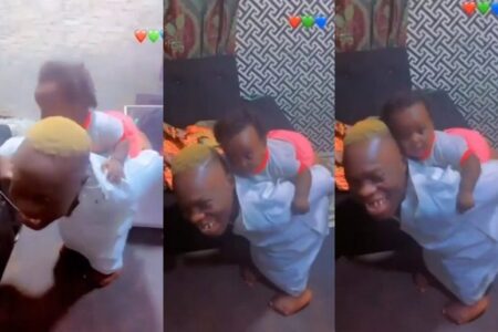 Video of Shatta Bandle attempting to babysit daughter causes stir
