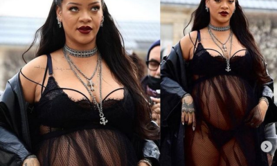 Pregnant Rihanna Wears Risqué Lace Thong To Dior Show At Paris Fashion Week