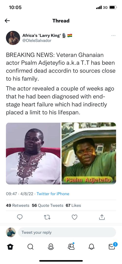 JUST IN: Psalm Adjeteyfio Of Taxi Driver Fame Confirmed Dead!