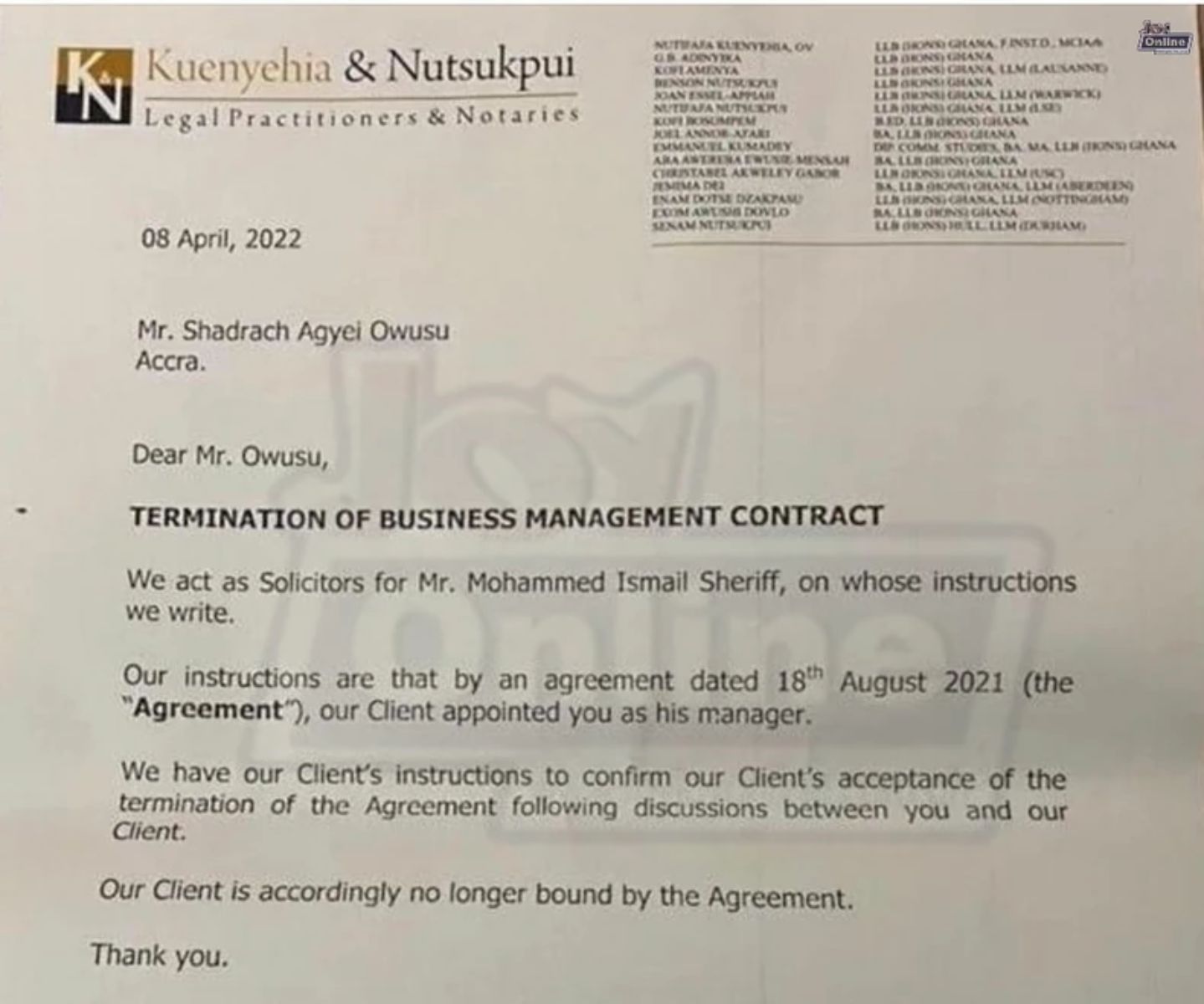 Black Sherif Terminates Contract With His Former Manager Who Sued Him